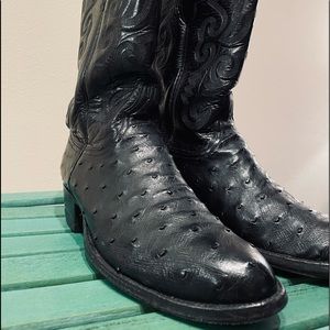 Lucchese mens full quill ostrich leather boots
